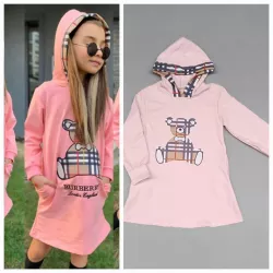 Kapucnis kislany ruha pink