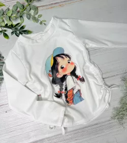 Hosszú ujjú kislány  nyomott mintás polo 