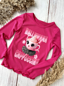 Hosszú ujjú kislány nyomott mintás polo BALLERINA CAPPUCCINA