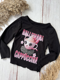 Hosszú ujjú kislány nyomott mintás polo BALLERINA CAPPUCCINA