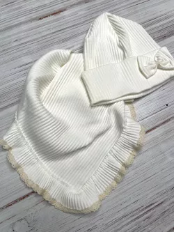 Pamut kislány sapka és sál