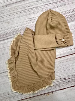 Pamut kislány sapka és sál