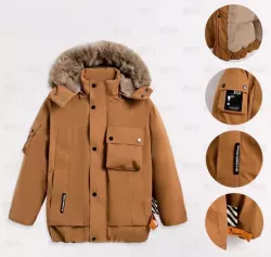 Vízálló kisfiú télikabát müszörmével