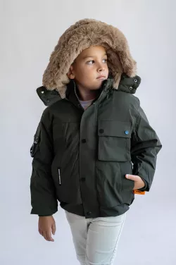 Vízálló kisfiú télikabát müszörmével