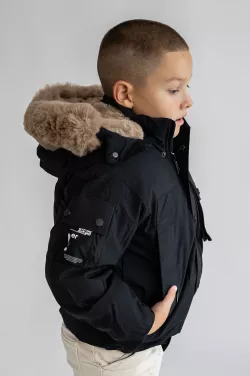 Vízálló kisfiú télikabát müszörmével