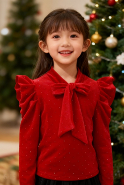 Hosszúújjú masnis kislány felsö