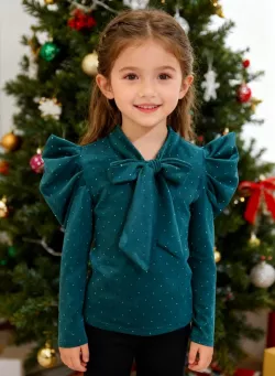 Hosszúújjú masnis kislány felsö