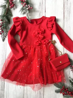 Kislány karácsonyi ruha táskával
