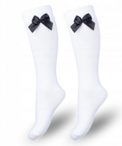 Egyszínű kislány térdzokni színes masnival