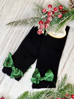 Egyszínű kislány térdzokni színes masnival