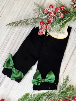 Egyszínű kislány térdzokni színes masnival