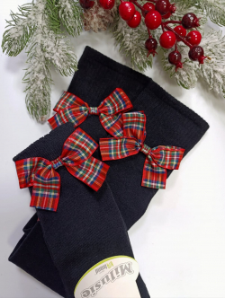 Egyszínű kislány térdzokni színes masnival