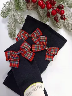 Egyszínű kislány térdzokni színes masnival