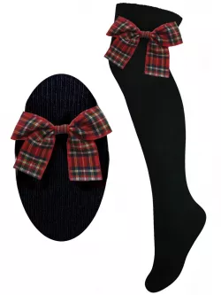 Egyszínű kislány combzokni színes masnival