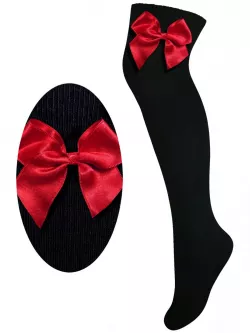 Egyszínű kislány combzokni színes masnival