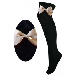 Egyszínű kislány combzokni színes masnival