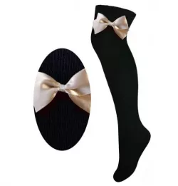 Egyszínű kislány combzokni színes masnival