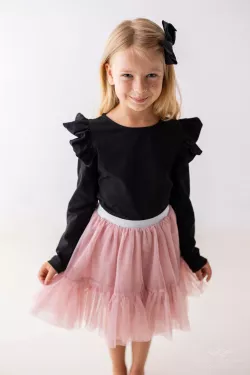 Kislány karácsonyi pamut póló fodros ujjakkal