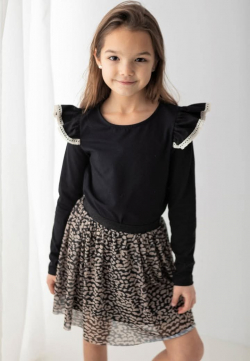 Kislány karácsonyi pamut póló fodros ujjakkal