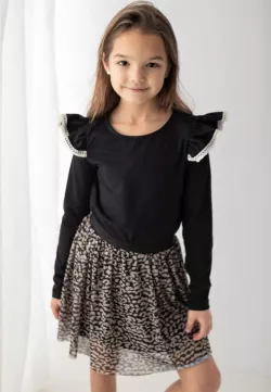 Kislány karácsonyi pamut póló fodros ujjakkal