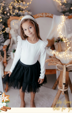 Kislány karácsonyi pamut póló fodros ujjakkal